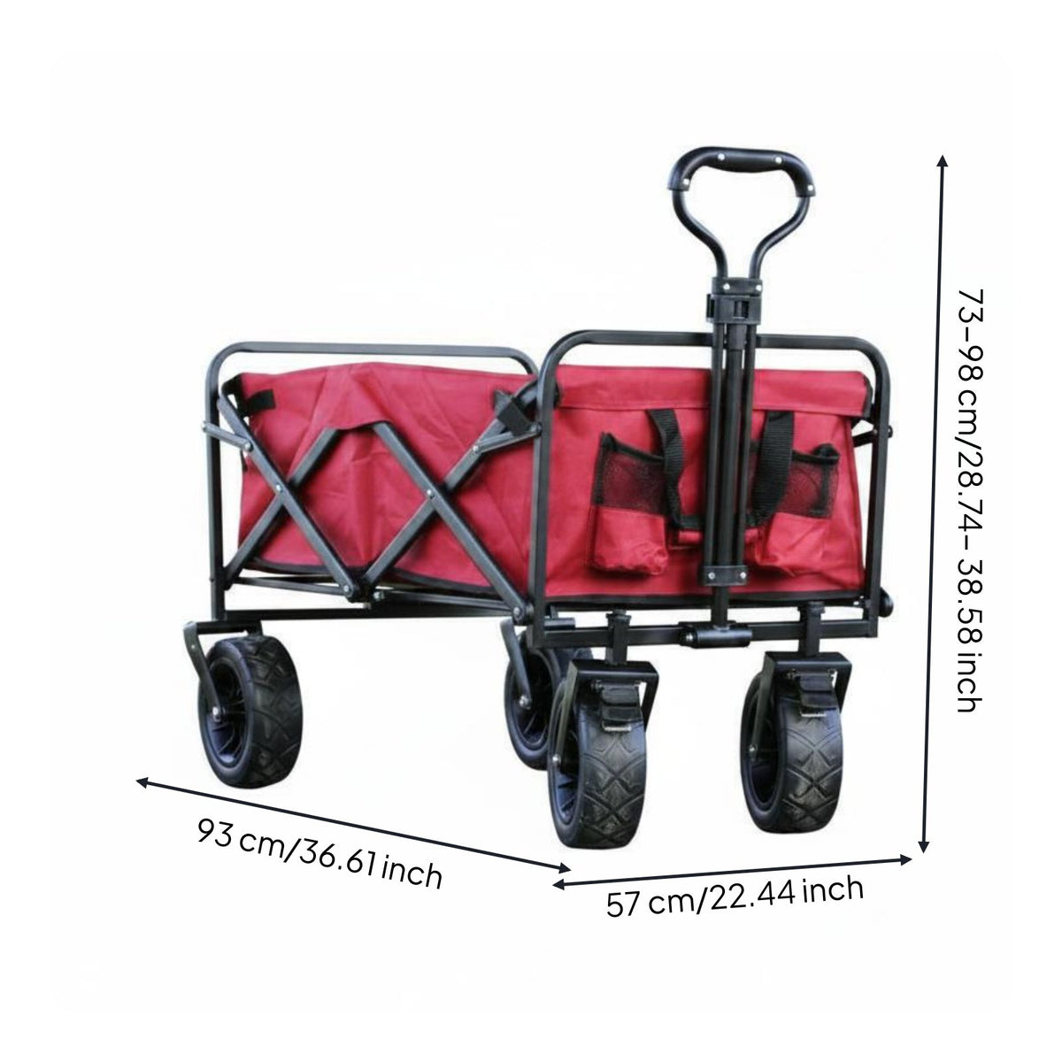 Lightweight Folding Wagon Space Saving Portable Hand Wagon Large Capacity for Travel