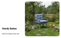 3 Pieces Tempered Glass Leading 3 Piece Patio Set Comfortable Rattan Conversation Set Thick Cushions Cushi Single D Wicker Armchairs All-Weather for Couples, Homeowners, Adults, Garden, Porch, Backyard, Poolside