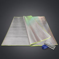 Picnic Blanket and Camping Mat with Aluminium Foil, Waterproof Blanket Sleeping Mat for Camping Hiking, Blue Foam Bottom with Carrying Straps