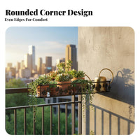 Space-Saving Hanging Railing Planter Rack Anti-Rust Balcony Shelf toolcomplimentary Installation Plant Stand sturdyDuty for Apartment Dwellers, Gardeners, Homeowners, Windowsill, Fence, Porch, Patio