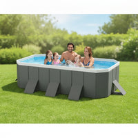 Foldable Pool Rectangular Non-Inflatable Pool Portable for Family, Kids, Backyard, Garden, Patio