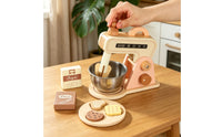 Wooden Kitchen Appliance Set Mixer with Accessories Realistic Wooden Mixer Set Interactive Playset for Daycare