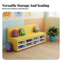 Upholstered Cubby Padded Seat Padded Seat Cushioned Cubby Rack Multi-Functional Storage children's Furniture for Kids, Kindergarten, Playroom