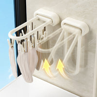 Drying Rack with Sock Clips No-Drill Clothes Airer with Sock Clips Wall Drying Rack Space-Saving Compact for Bathroom, Balcony