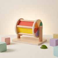Child-Centered-Style Tabletop Sensory Drum Wooden Textile Drum Toy Early-Learning for Babies 4-12 Months
