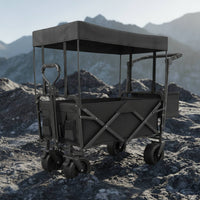 Foldable Wagon with Canopy All Terrain Folding Wagon with Canopy Folding Garden Cart Weather-Resistant Spacious for Campers