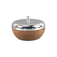 Modern Minimalist Stainless Steel Candy Storage Jar with Lid and Leather Chair Decor