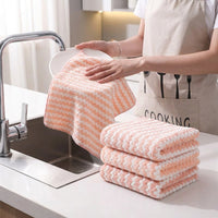 Thick Microfibre Cloth and 30x30cm Cleaning Cloths, Absorbent Coral Fleece Wave Pattern, Oil Removal for Kitchen and Home Surfaces