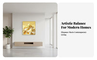 High Quality Print Golden Mountain Painting Inspiring Nature Scenery Golden Mountain Wall Art Ready to Hang Gold Summit Canvas Picture Aluminum Alloy Frame for New Homeowners, Interior Designers, Office Workers, Entrance Hall, Living Room, Hallway
