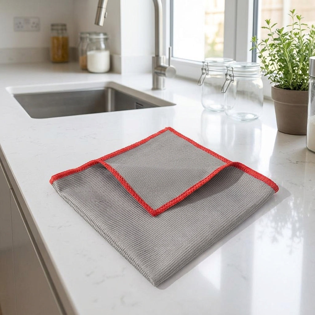 Lint-resistant Microfibre Cloth, 30x30cm Microfibre Cloth for Kitchen and Bathroom, Machine Washable Cleaning Cloths with Stitched Edges