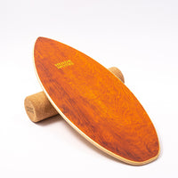 Balance Board with Roller Wooden Wave Balance Board Stability Coach Cork Oval for Surfers, Fitness Training, Home Gym
