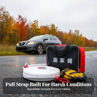 High Tensile Strength Woven Tow Rope with Shackles Heavy-Duty Reinforced Pull Strap Abrasion Resistant Towing Gear Long-Lasting Weave for Truck Owners, Away from-Road Enthusiasts, Emergency Crews, Muddy Terrain, Woodland Trails