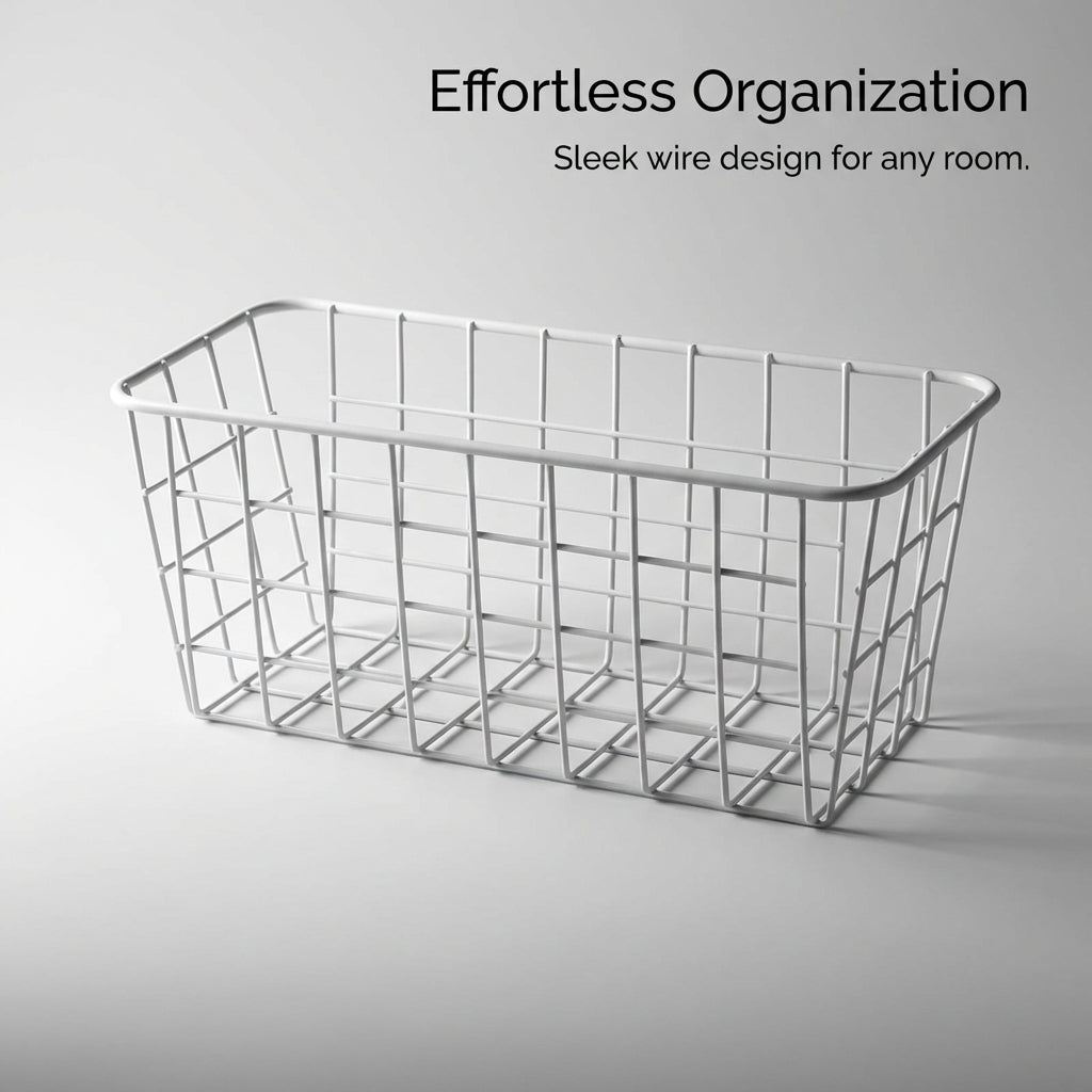Bathroom Storage Baskets Wall Mounted with No Drill for Renters, Iron Wire Hanging Organiser for Kitchen Organisation
