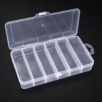 Transparent storage box with lid, PP sorting box for small parts, 6 compartments, 200x102x30mm, perfect for electronics & screws