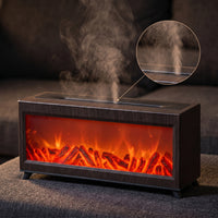 USB-C Powered Tabletop Humidifier with Flame Effect Non-Slip Fireplace Flame Dispenser Color Changing Fireplace Humidifier High-Frequency for Office Workers, Light Sleepers, Bedroom, Living Room