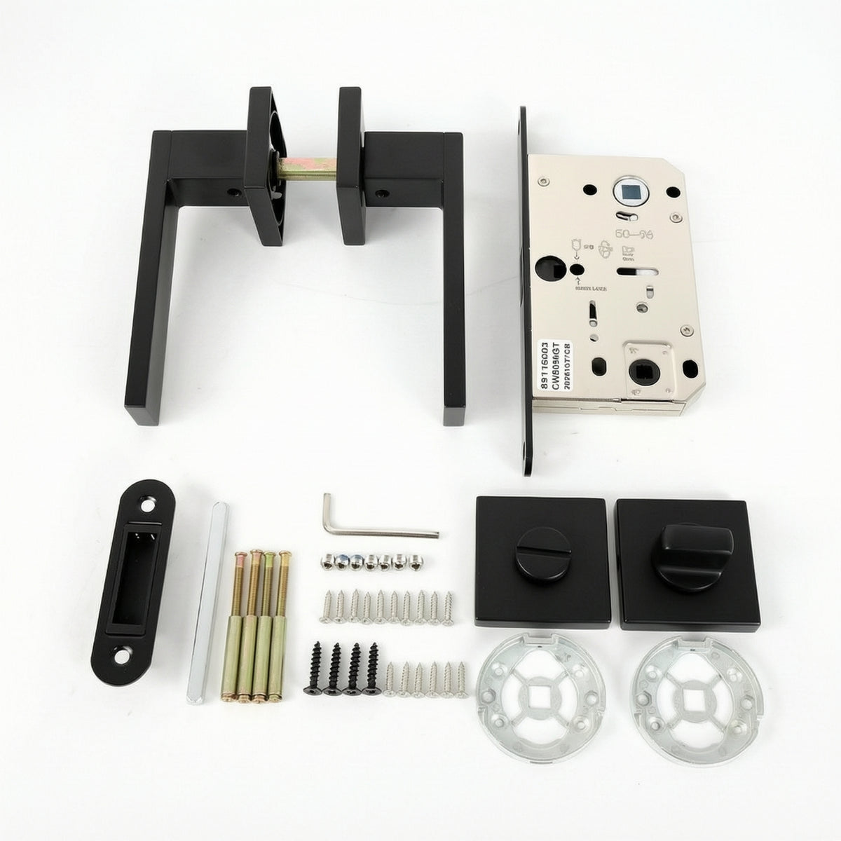 Split-Handle Lock with Quiet Latch Minimalist Door Lock Non-Handed Hardware for Bedroom Doors