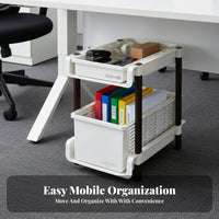 With casters beneath-desk Rolling storage area Saving 2-Tier Rolling Organizer Easy Organization Storage organizer Multifunctional Use for Office Workers, homeowners, Dorm Room, Small areas, Bedroom, Bathroom