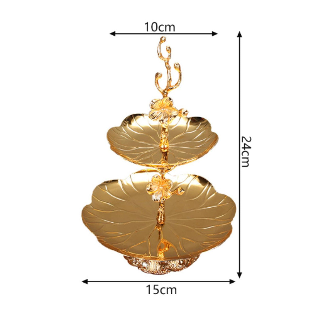 Two Tier Tray Stand Lightweight Tier Tray with Central Stem Compact for Vanity