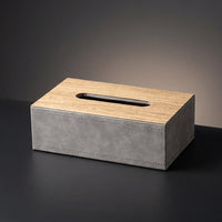 Tissue Box Holder Rectangle with PU Leather Finish, Multi-purpose Facial Tissue Box for Bathroom Decor, Desk Organizer for Home Office, 3 Slots