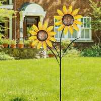 Unique Blossom Stake with Two Heads Decorative Blossom Garden Stake Whimsical Vibrant for Lawn