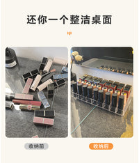口红收纳盒防尘桌面装化妆品指甲油透明口红盒高级唇釉口红置物架 加厚透明36格