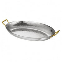 Hammered Stainless Steel Serving Pan Raised Rims Hammered Serving Uncovered Pan-Top