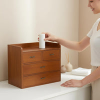 Wooden Desk Organizer Space-Saving Vintage Storage Box with Drawers Sturdy Wood Desk Tidy No Installation Required for Bedroom