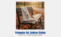 Elegant Korean Knitted Shawl, Triangular Cape with Leather Buckle, Women's Plain Neck Warmer