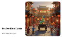 Lion Dance Figurine Three-Dimensional Printed Chinese New Year Miniature Seasonal Holiday Decoration Full Color Scale Model