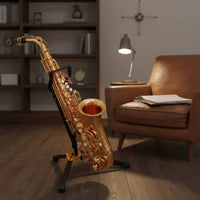 Compact Foldable Saxophone Stand Anti-Slip Feet Saxophone Floor Stand Sturdy Metal Construction Portable Sax Holder for Saxophonists