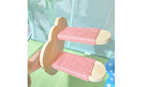 Wooden Pet Climbing Ladder Solid Wood Construction Sisal Cat Climbing Ladder Space-Saving Design Sisal Rope Scratching Steps for Bunnies, Glass Window
