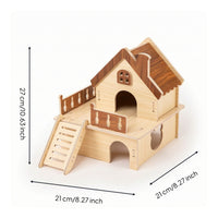 Hideaways Shelter with Entry Holes Handcrafted Wooden Handmade Wooden Habitat Accessory for Enrichment Corners