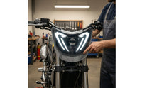 LED Motorcycle Headlight Black Light Finned for Night Riding