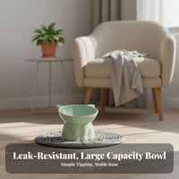 Anti-Tip Tilted Ceramic Pet Feeder Ergonomic Design Elevated Cat Bowl Non-Skid Base for Small Dogs, Senior Pets, Mealtime, Kitchen, Indoor