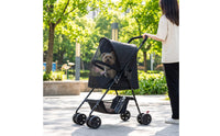 Foldable Pet Stroller with Cup Holder Breathable Pet Stroller with Storage Basket Lightweight Collapsible for Small Dogs, Cats, Outdoor Walks, Travel