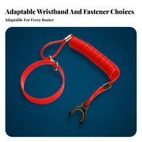 Emergency Stop Function Coiled Kill Switch Key Lanyard Easy to Attach Universal Coiled Lanyard Set Hard-Wearing Engine Cutdown Tether High Visibility for Personal Watercraft Riders, Boat Operators, Engineboat Drivers, Outboard Engine Operation, Boating