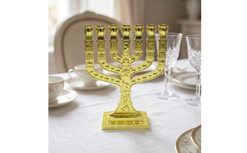 Seven-Opening Candlestick Antique-Gold Candelabra Compact Ornament for Shelves