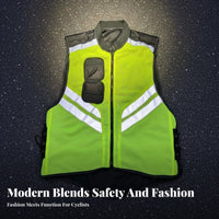 Reflective Motorcycle Vest 360° Reflectivity Luminous Yellow Safety Vest High Visibility Clothing Lightweight & Breathable
