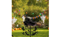 Halloween Kinetic Wind Rotator with Witch Rotating Witch Wind Rotator Spooky Yard Art Whimsical for Pathway