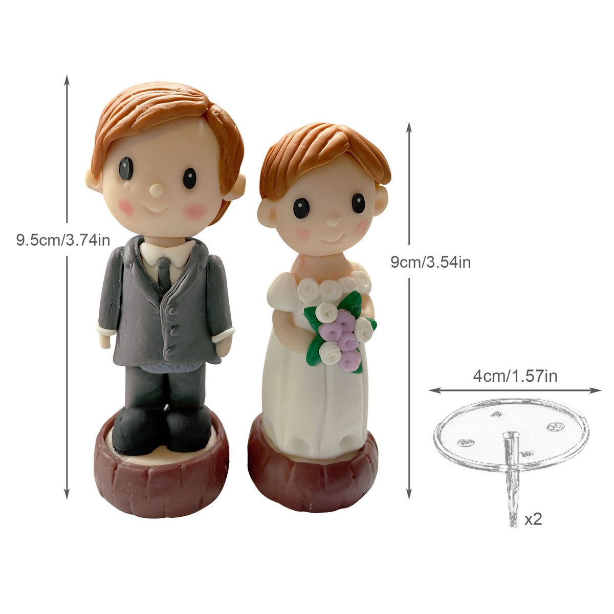 Light-brown-haired wedding couple cake toppers