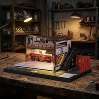 Warehouse Repair Shop Miniature Dark Foundation Miniature Garage Diorama Detailed Finish Freestanding Display Base