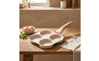 Nonstick Four-Cavity Frying Pan Stone-Look 4-Cup Egg Pan Easy to Clean Skillet Compact for Singles, Students, Dorm Kitchens, Apartments