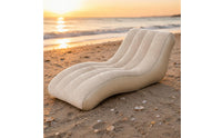 Inflatable Lounge Chair Flocked Surface Reclining Air Chair with Pillow Inflatable Chaise for Camping, Beach