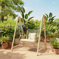 Hanging Swing Chair with Stand Cushioned Swing Chair with Stand Shaded Furniture for Adults, Backyard, Garden, Balcony