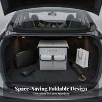 Foldable Design Collapsible Storage Bin Large Capacity Collapsible Caron-the-Go Container Anti-Slip Bottom Trunk Organizer Adjustable Compartments for Car Owners, Travelers, Families, Vehicle Interior, Long-Distance Travels, Grocery Shopping, Camping