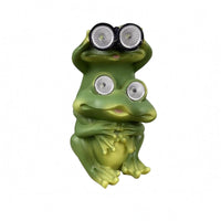 Yellow-Green Accents Solar Frog Statue Sturdy Resin Solar Frog Ornament No Wiring Outdoor Decor Energy Efficient for Courtyard