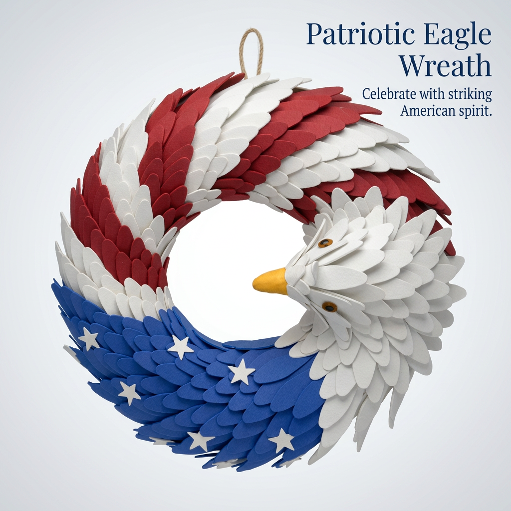 EVA Patriotic Eagle Wreath for Home Decor, Independence Day Eagle Wreath, Patriotic Wreath for Home Decorator, Lightweight Patriotic Holiday Wreath