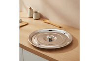 Mirror Polished Stainless Steel Bowl with Lid Rolled Rim Metal Kitchen Bowl with Cover Deep Easy to Clean for Restaurant