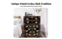 Antique Finish Tibetan Painted Chest Ornate ornamentation Bedside Cabinet bright hues End Table long-Enduringing Construction for Fans of Ethnic Decor, Interior Decorators, Apartment Dwellers, Bedroom, Living Room, Entryway, Hallway