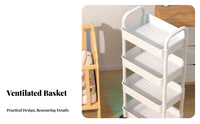 Multi-Tier Utility Trolley Space Saving Design Rolling Storage Cart Sturdy Frame Mobile Organizer Rack for Homeowners, Students, Washroom, Living Room